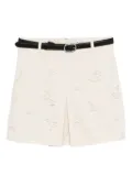 Self-Portrait beaded floral mini skirt - Neutrals