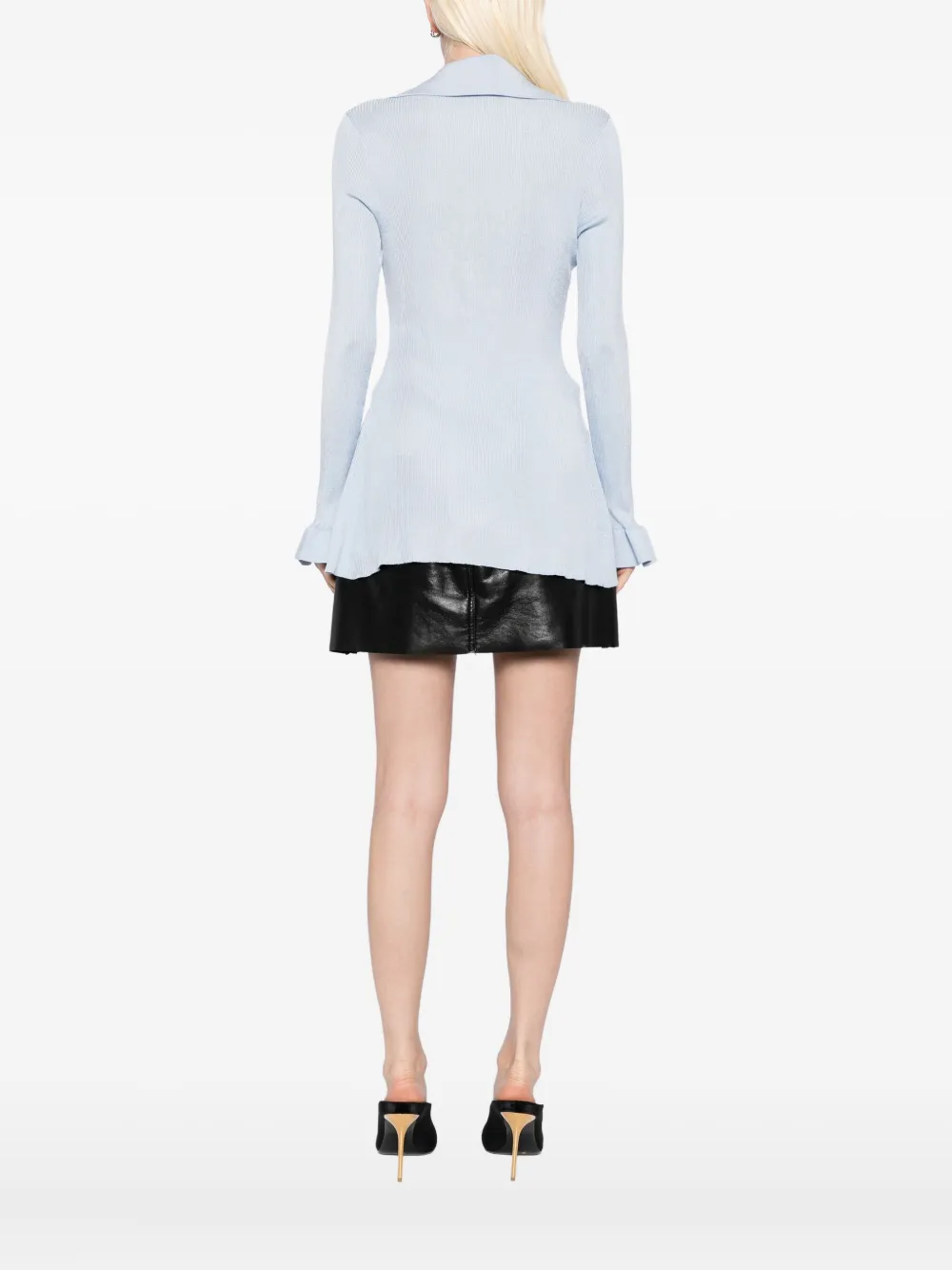Self-Portrait Ribgebreide top Blauw