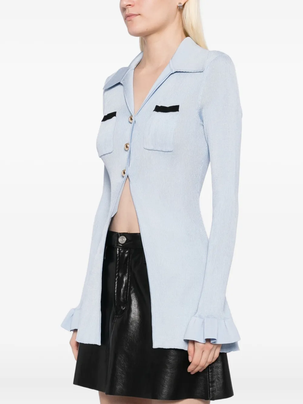 Self-Portrait Ribgebreide top Blauw