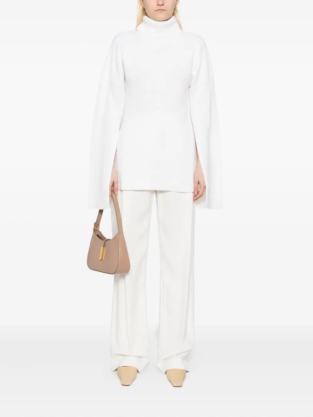 TOTEME turtleneck split-sleeve jumper Beige