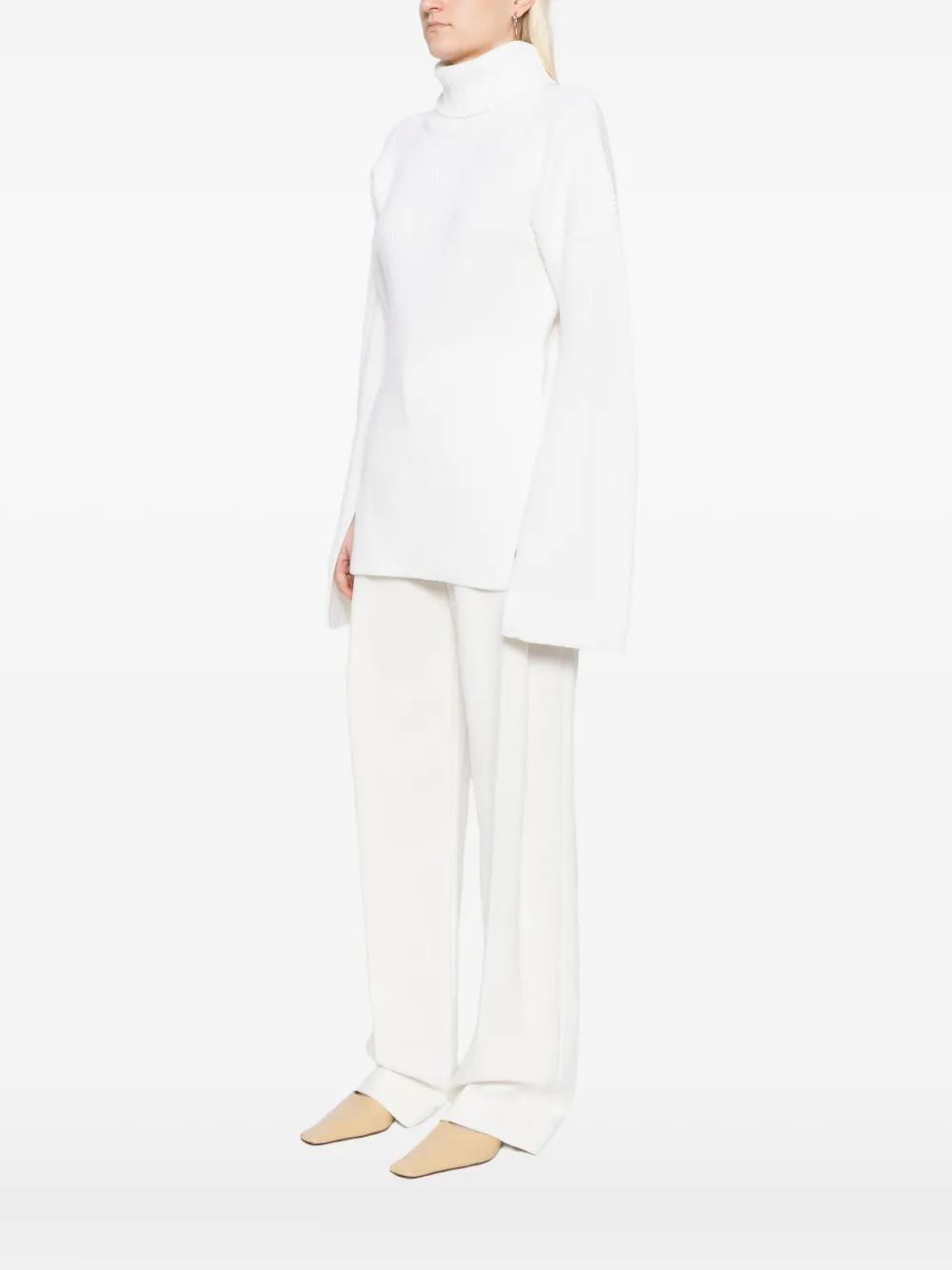 TOTEME turtleneck split-sleeve jumper Beige