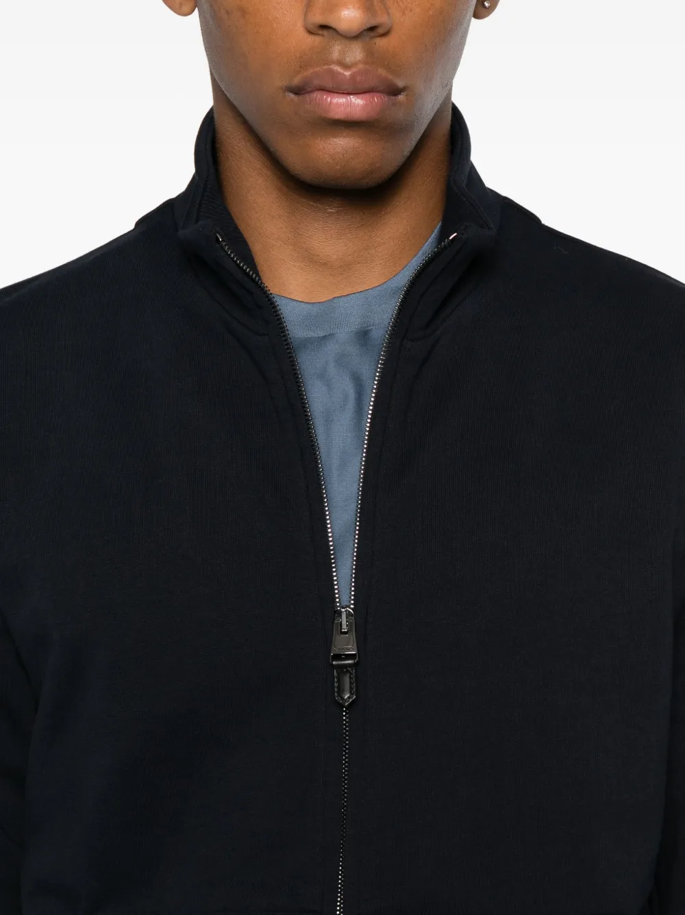 Canali zip-up cotton sweatshirt Blauw