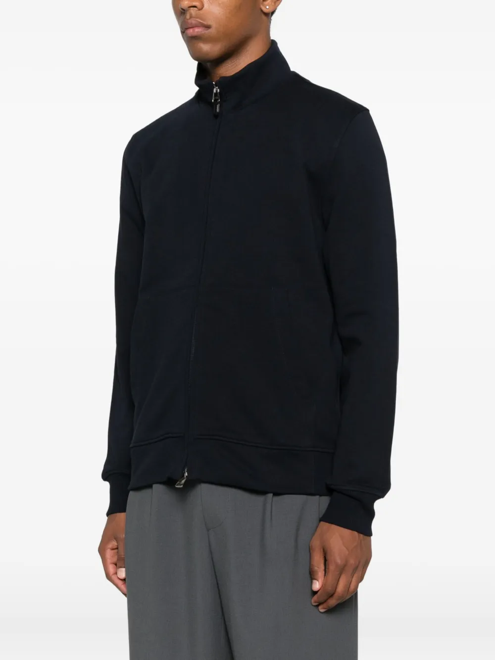 Canali zip-up cotton sweatshirt Blauw