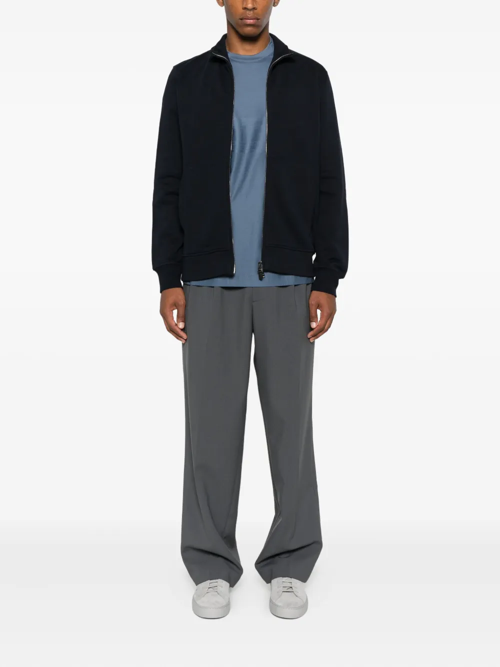Canali zip-up cotton sweatshirt Blauw