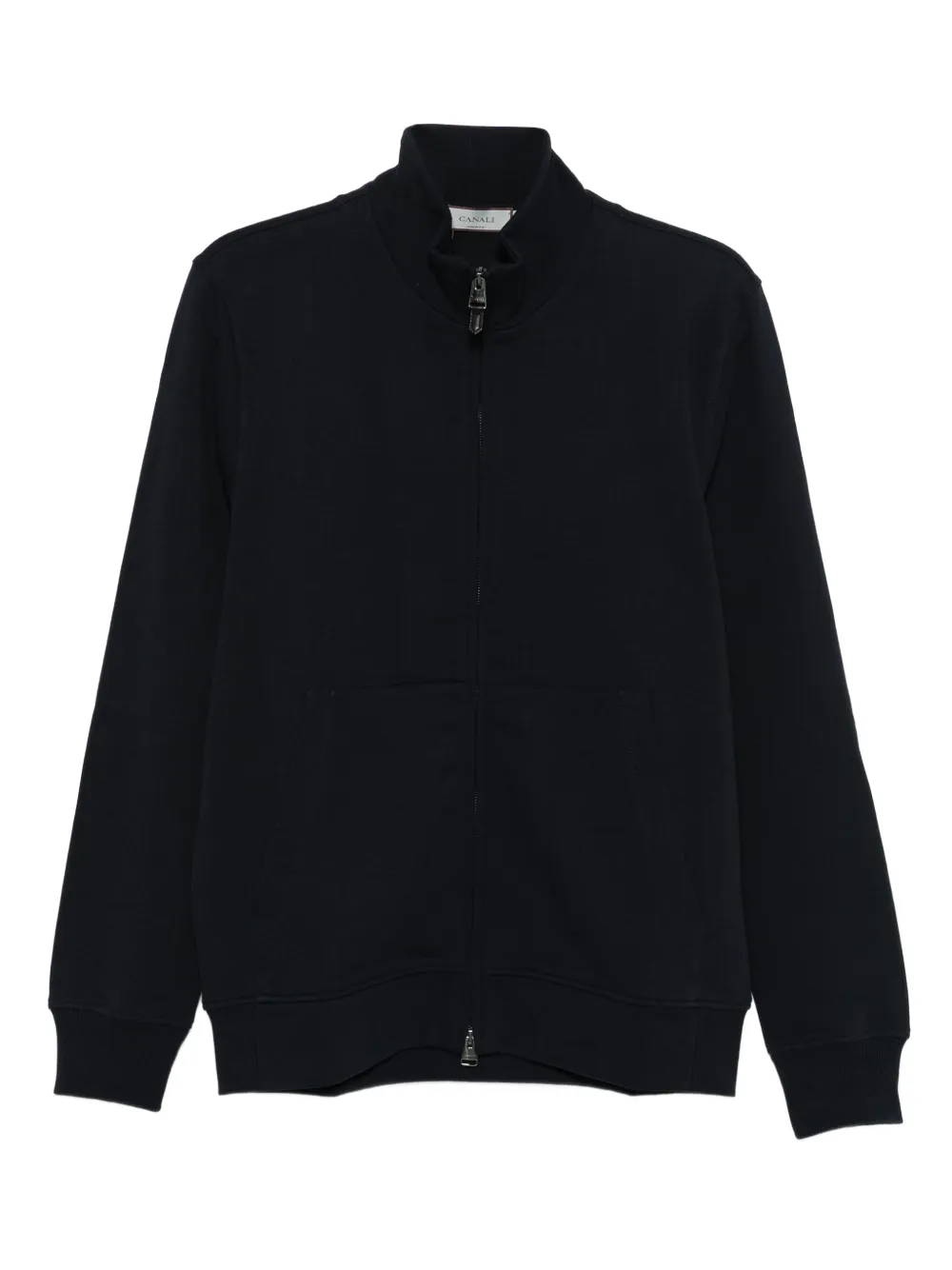 Canali zip-up cotton sweatshirt Blauw