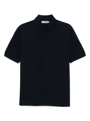 Brioni logo-embroidered Cotton Polo Shirt | Blue | FARFETCH