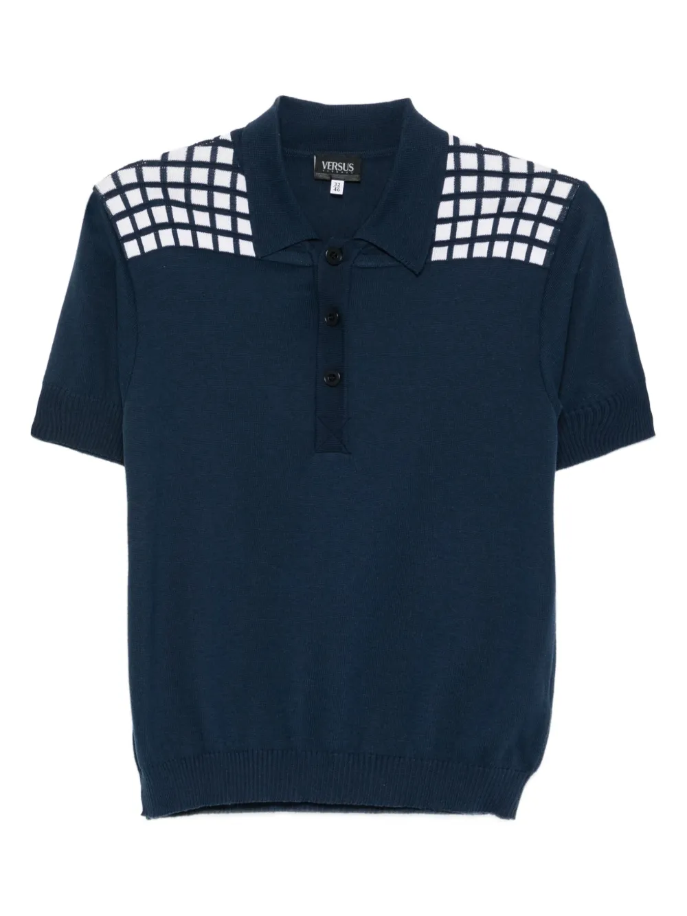 Versace Pre-Owned 2000s grid-shoulder polo shirt | Blue | Image 1
