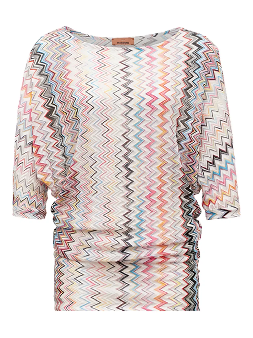 zigzag-pattern three-quarter-sleeve top