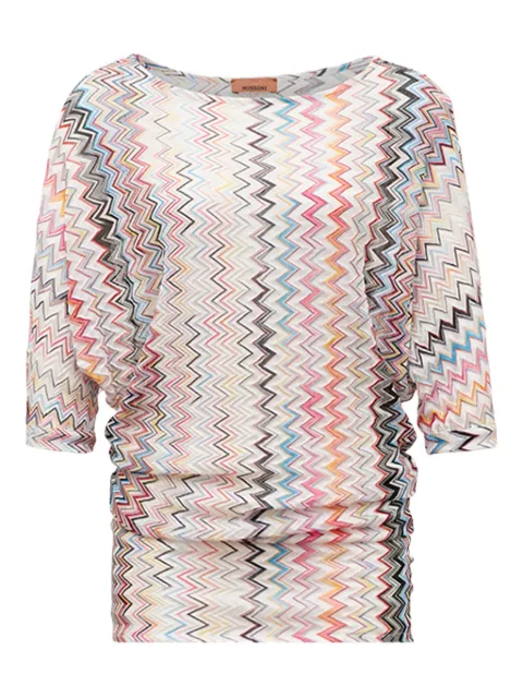Missoni zigzag-pattern three-quarter-sleeve top