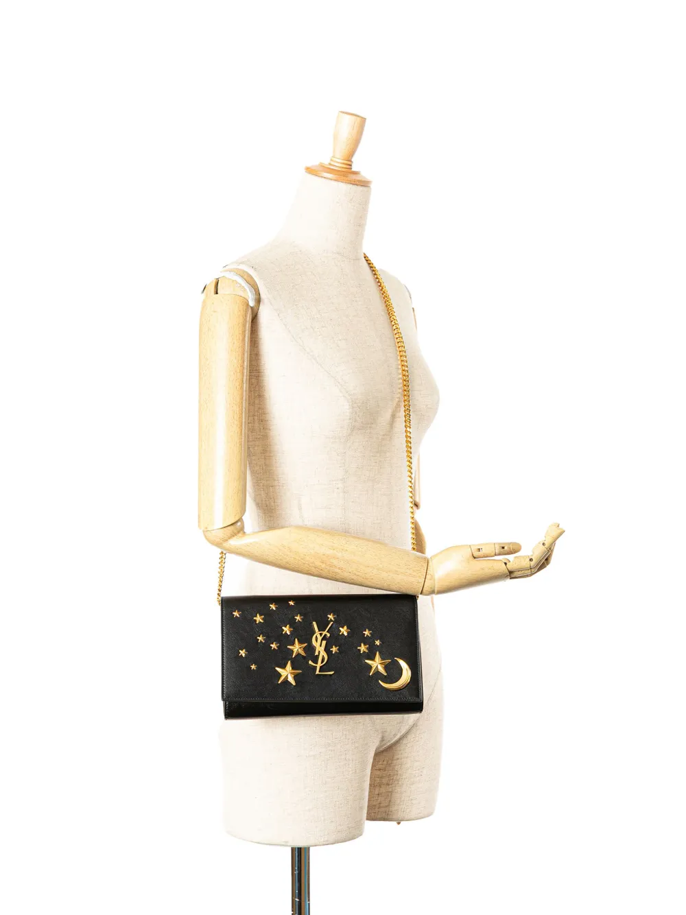 Pre-owned Saint Laurent 2000-2024 Leather Moon And Star Monogram Kate Wallet On Chain Crossbody Bag