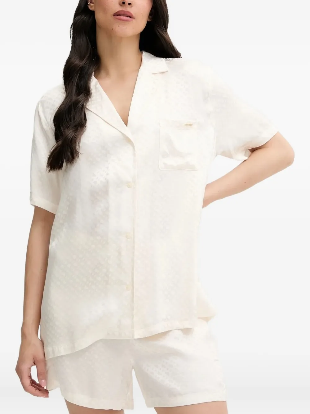 Hugo Boss Geometric-pattern Pyjamas In White