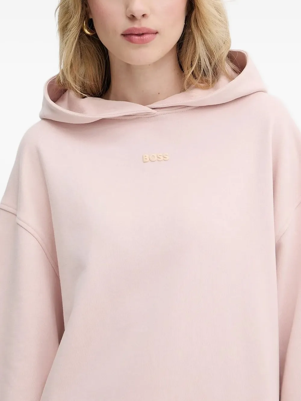 BOSS Hoodie met logo-reliëf Roze