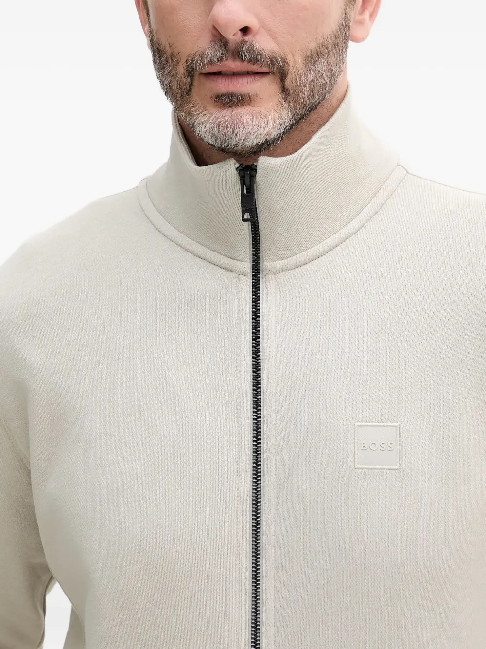 Hugo Boss Zip-up Sweatshirt In Neutral