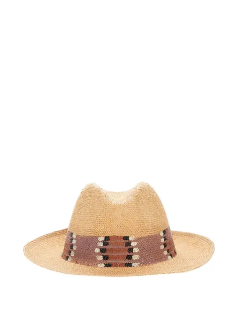 Exquisite J wide-brim raffia hat