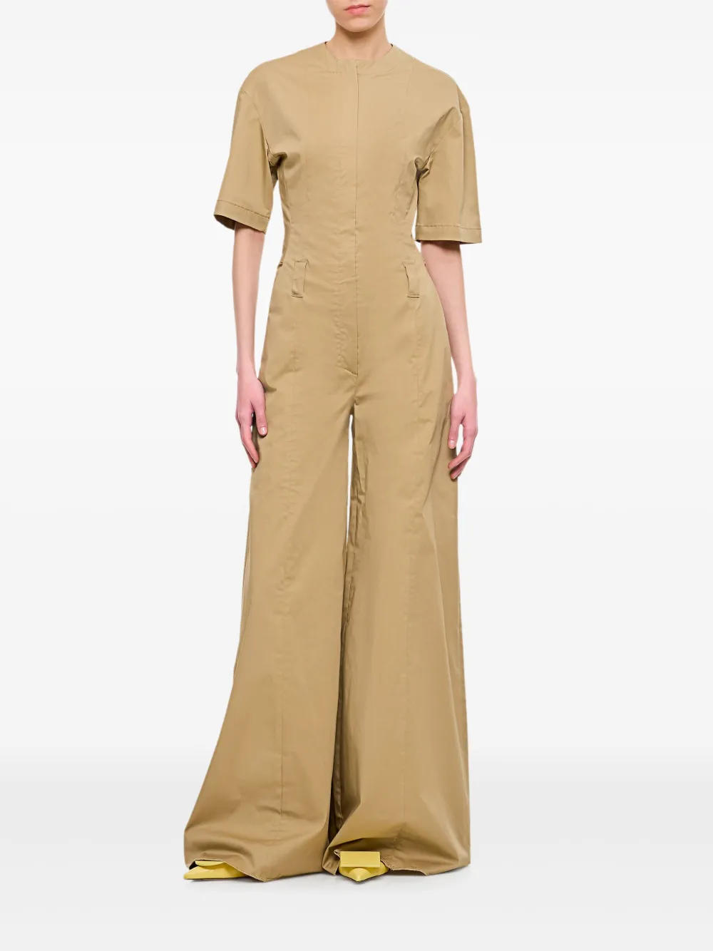 THELATEST wide-leg short-sleeve jumpsuit - Beige