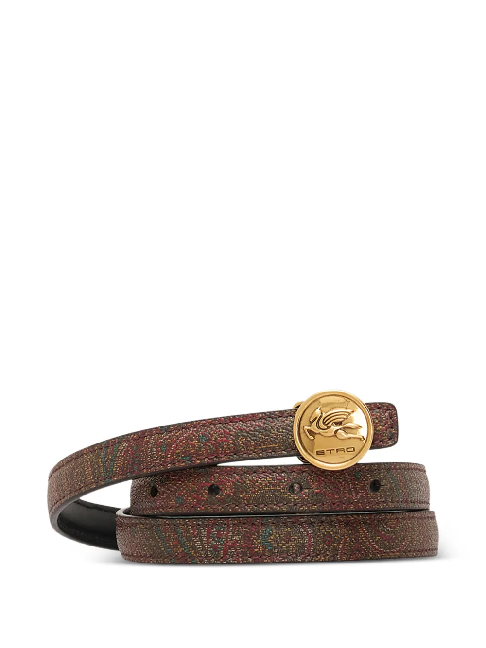 ETRO paisley-pattern circular-buckle belt Bruin