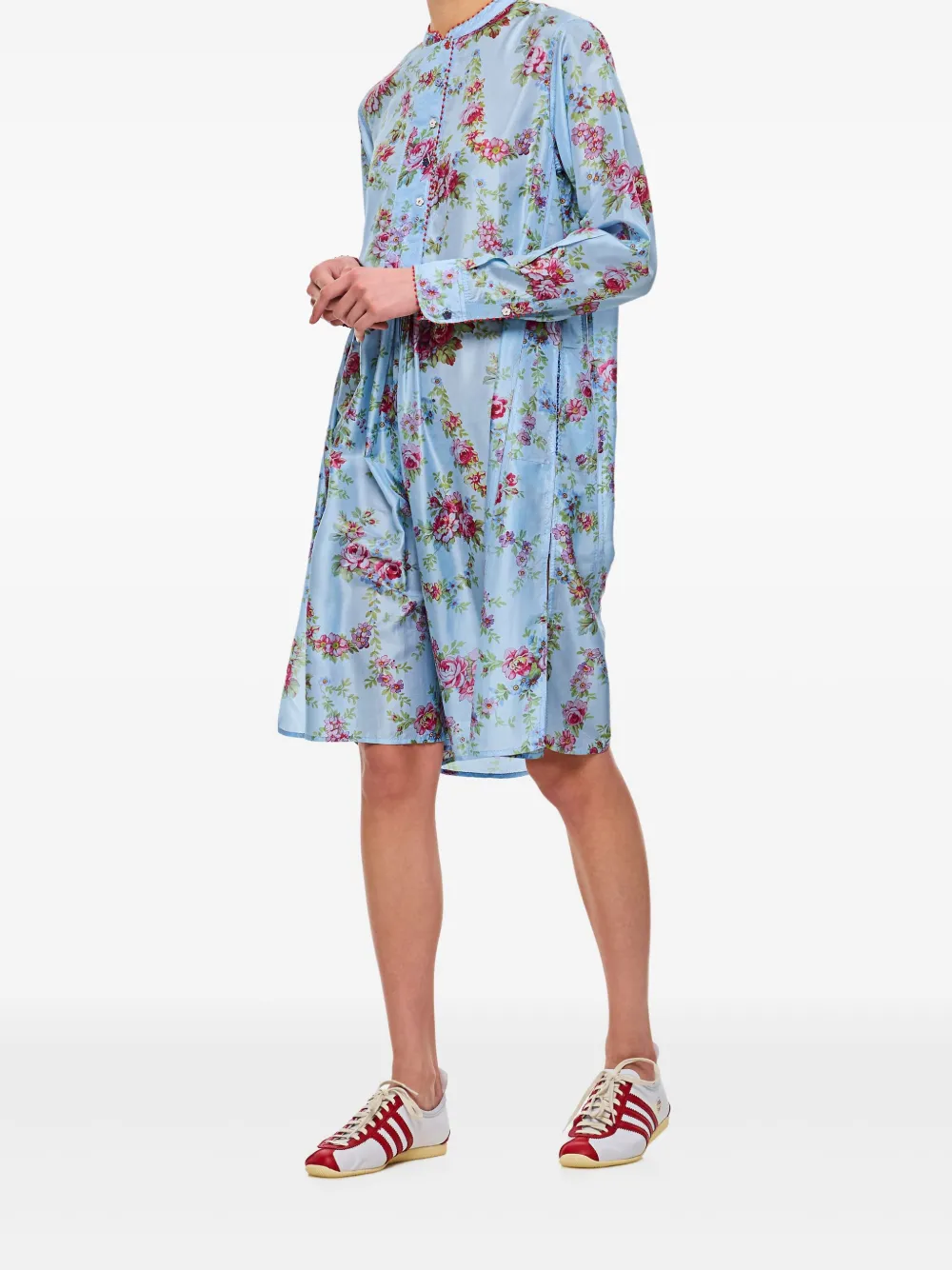 Pero floral-print long-sleeved dress - Blauw
