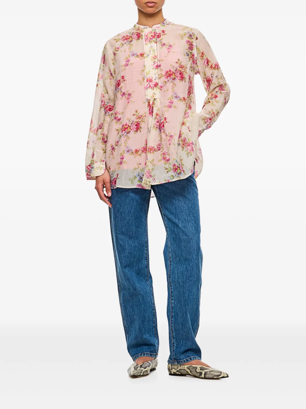 Pero floral-print blouse - Beige