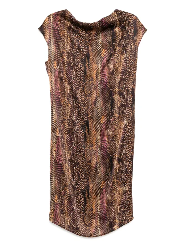 Saint Laurent: YSL Snake-print Dress - Brown Saint Laurent: YSL Snake-print Dress - Brown