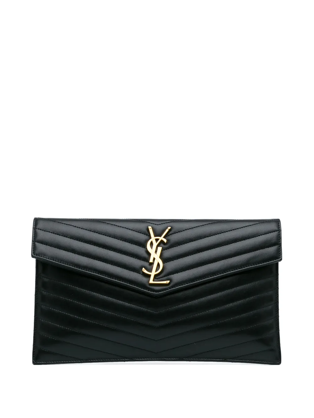 Pre-owned Saint Laurent 2019 Chevron Monogram Uptown Clutch Bag