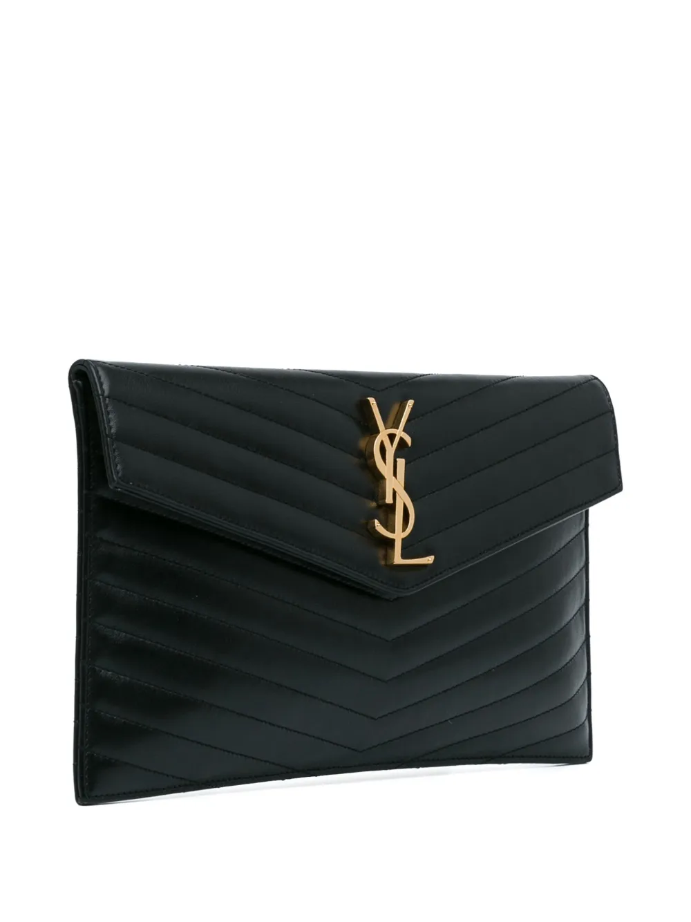 Pre-owned Saint Laurent 2019 Chevron Monogram Uptown Clutch Bag