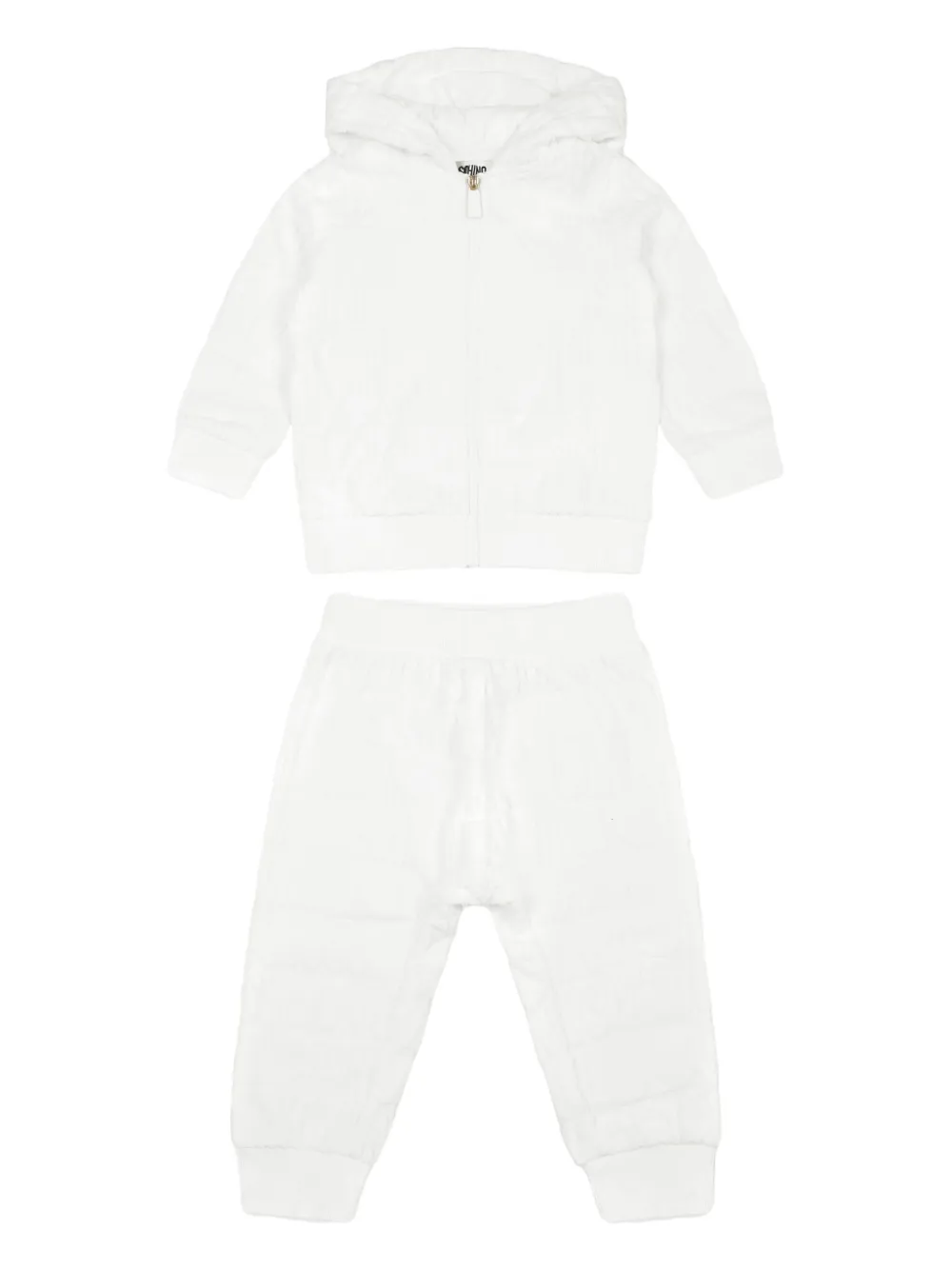 Moschino Kids quilted hooded tracksuit set Wit