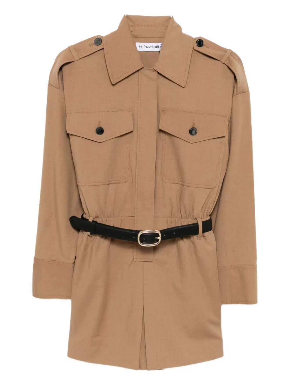 Self-Portrait tan twill playsuit | Neutrals | Image 1