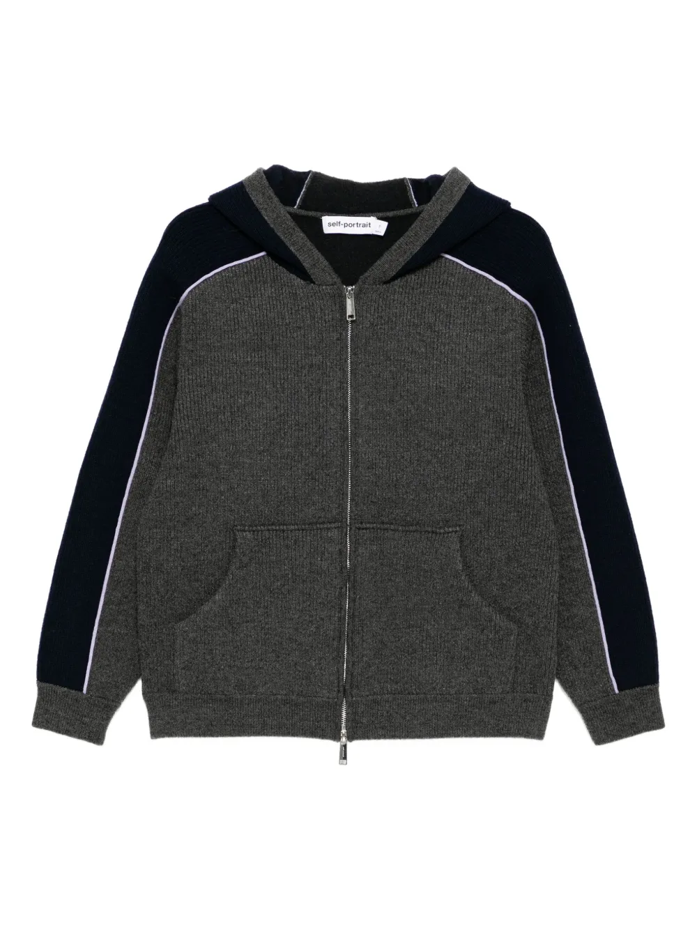 Self-Portrait Geribbelde sweater GREY