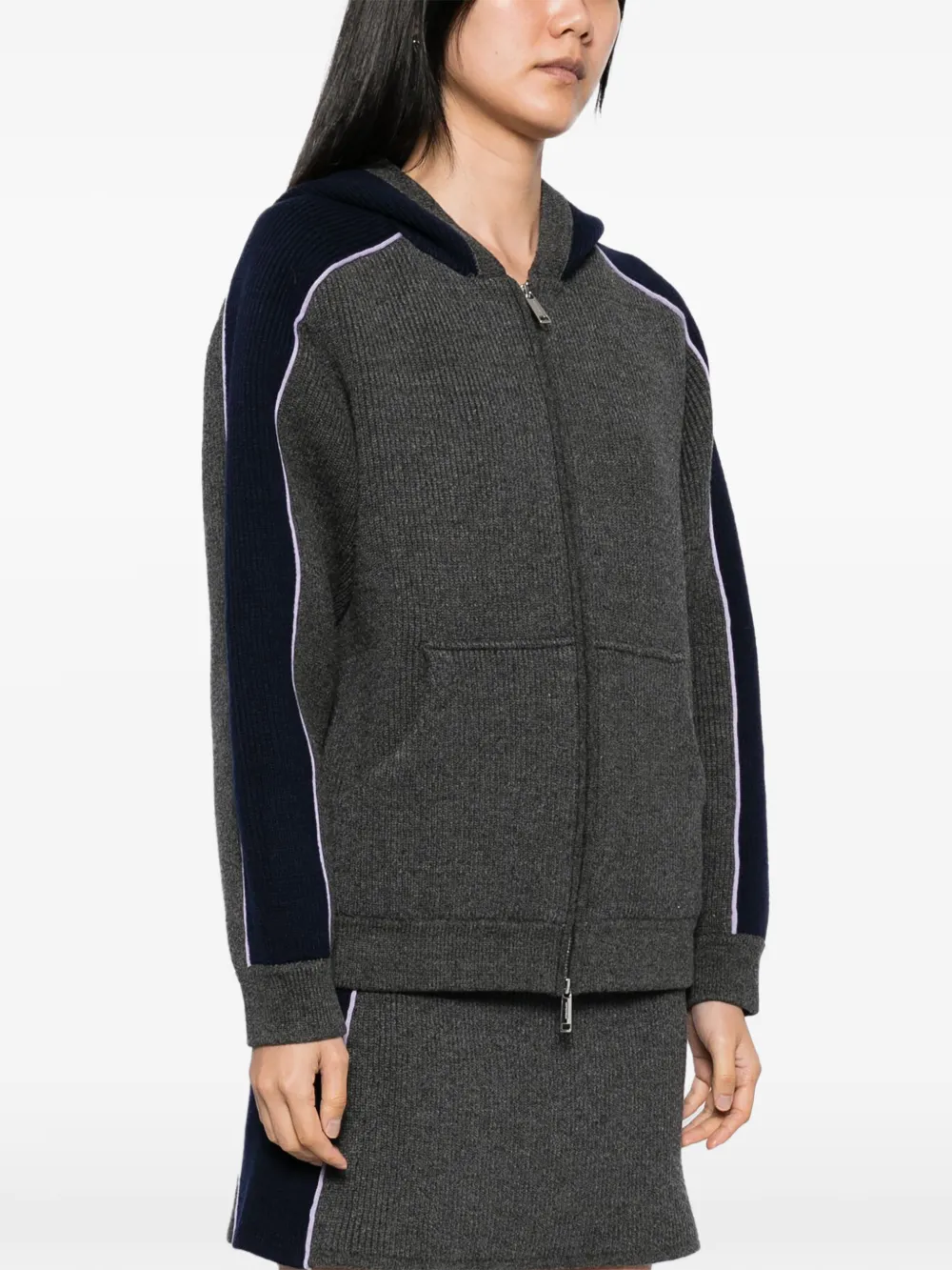 Self-Portrait Geribbelde sweater GREY