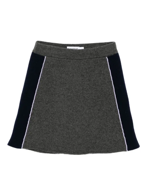 Self-Portrait Ribbed Knit Mini Skirt in Grey