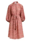 Essentiel Antwerp Ihilton abstract-print belted dress - Orange
