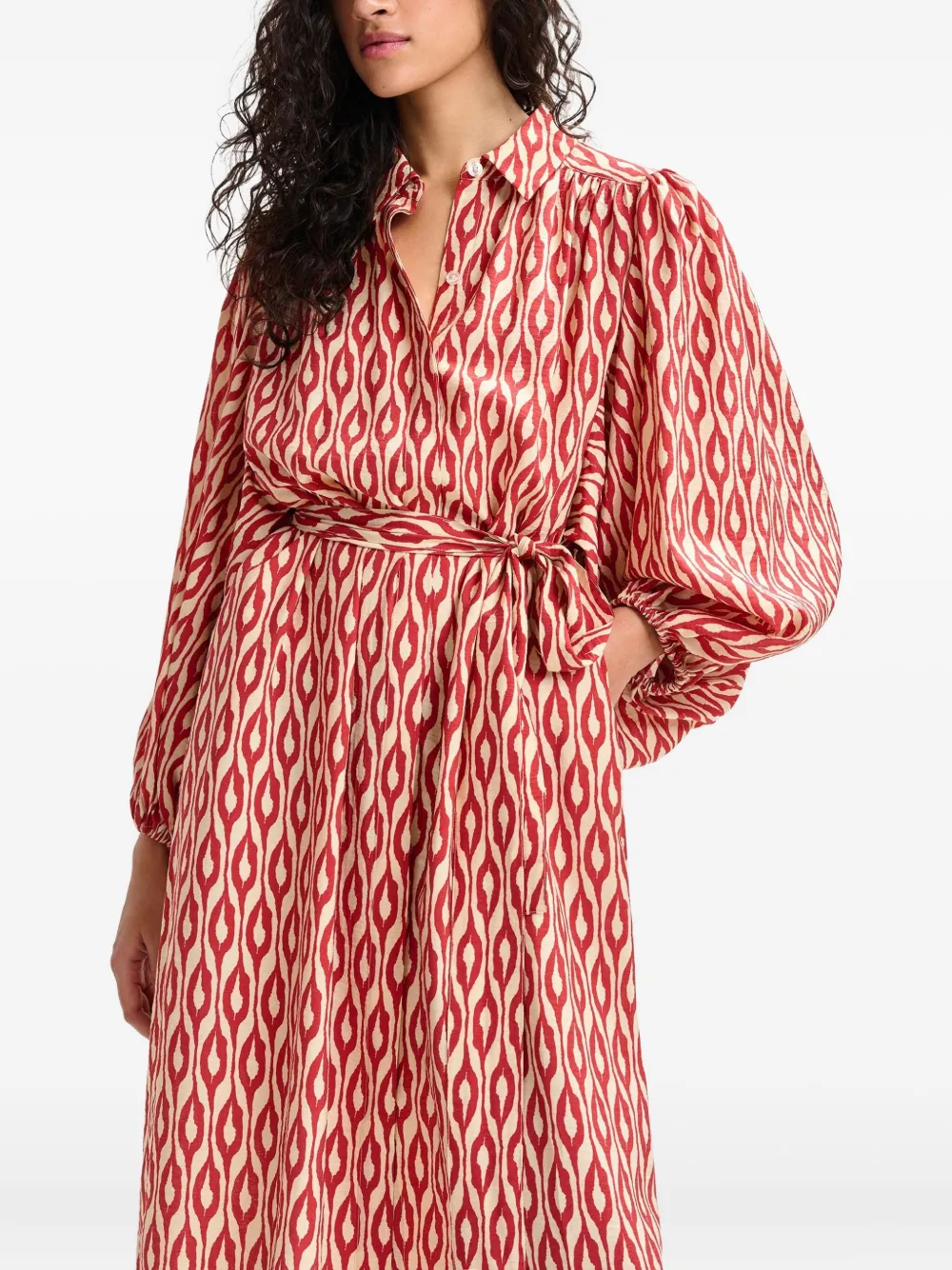 Essentiel Antwerp Ihilton jurk met abstracte print en ceintuur Oranje