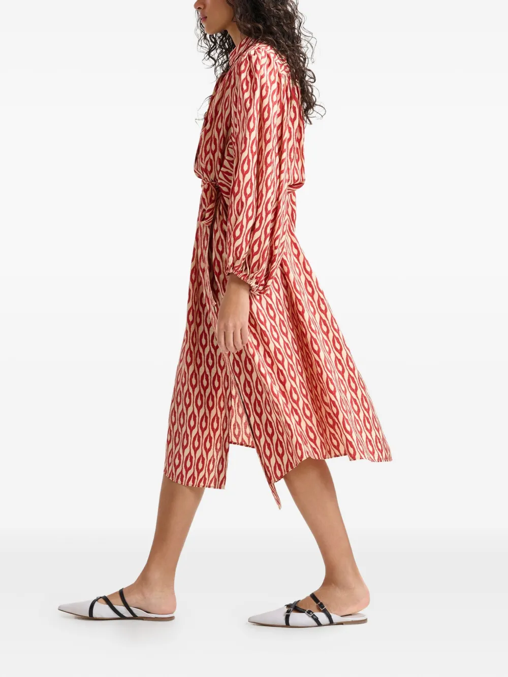 Essentiel Antwerp Ihilton jurk met abstracte print en ceintuur Oranje