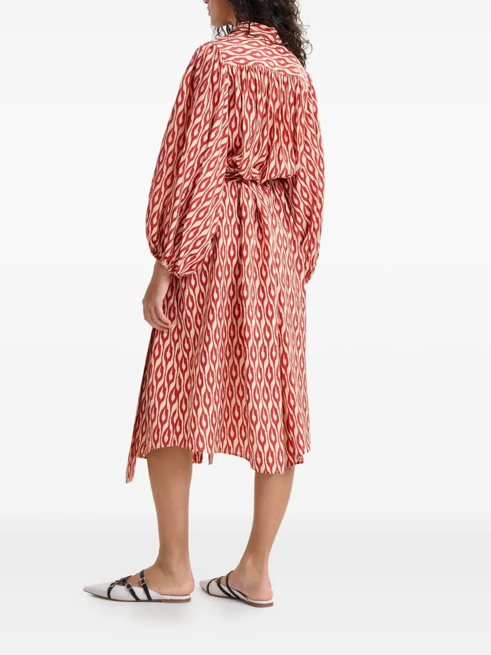 Essentiel Antwerp Ihilton jurk met abstracte print en ceintuur Oranje