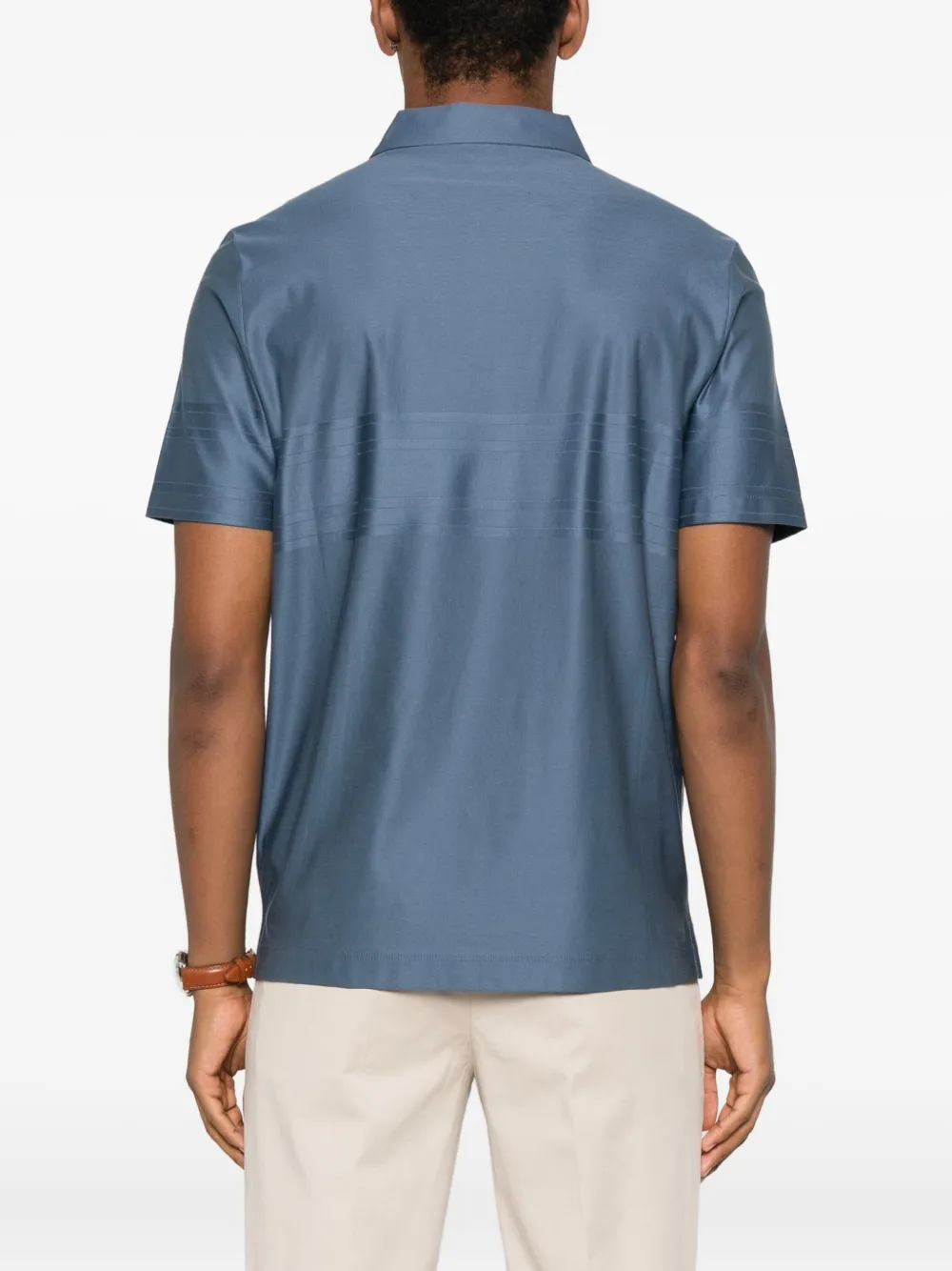 Canali Poloshirt met gestreept-detail Blauw