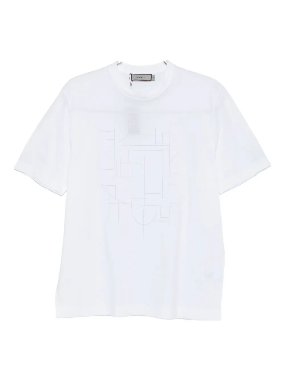 Canali geometric-print T-shirt - ホワイト Canali geometric-print T-shirt - ホワイト