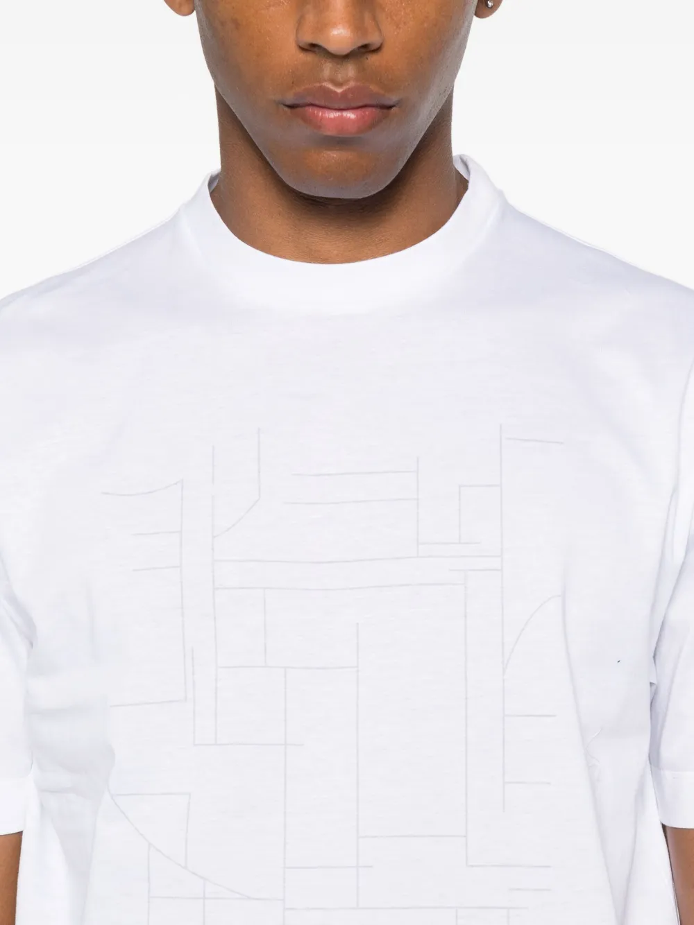 Canali T-shirt met geometrische print Wit