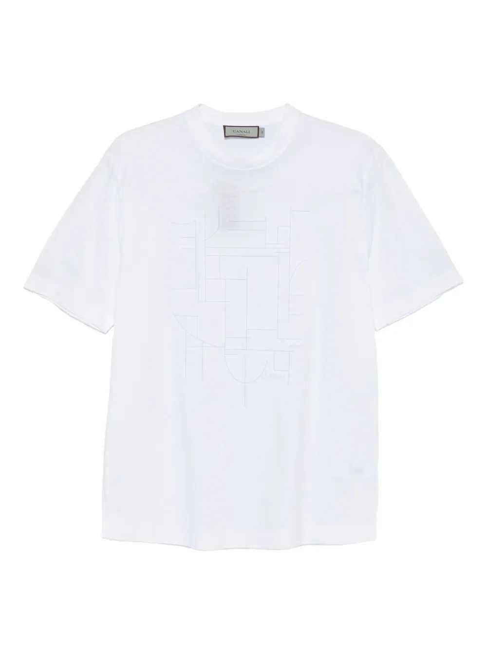 Canali T-shirt met geometrische print Wit