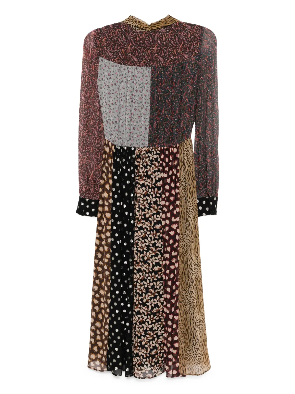 Saint Laurent Pre-Owned Jurk met patchwork - Zwart