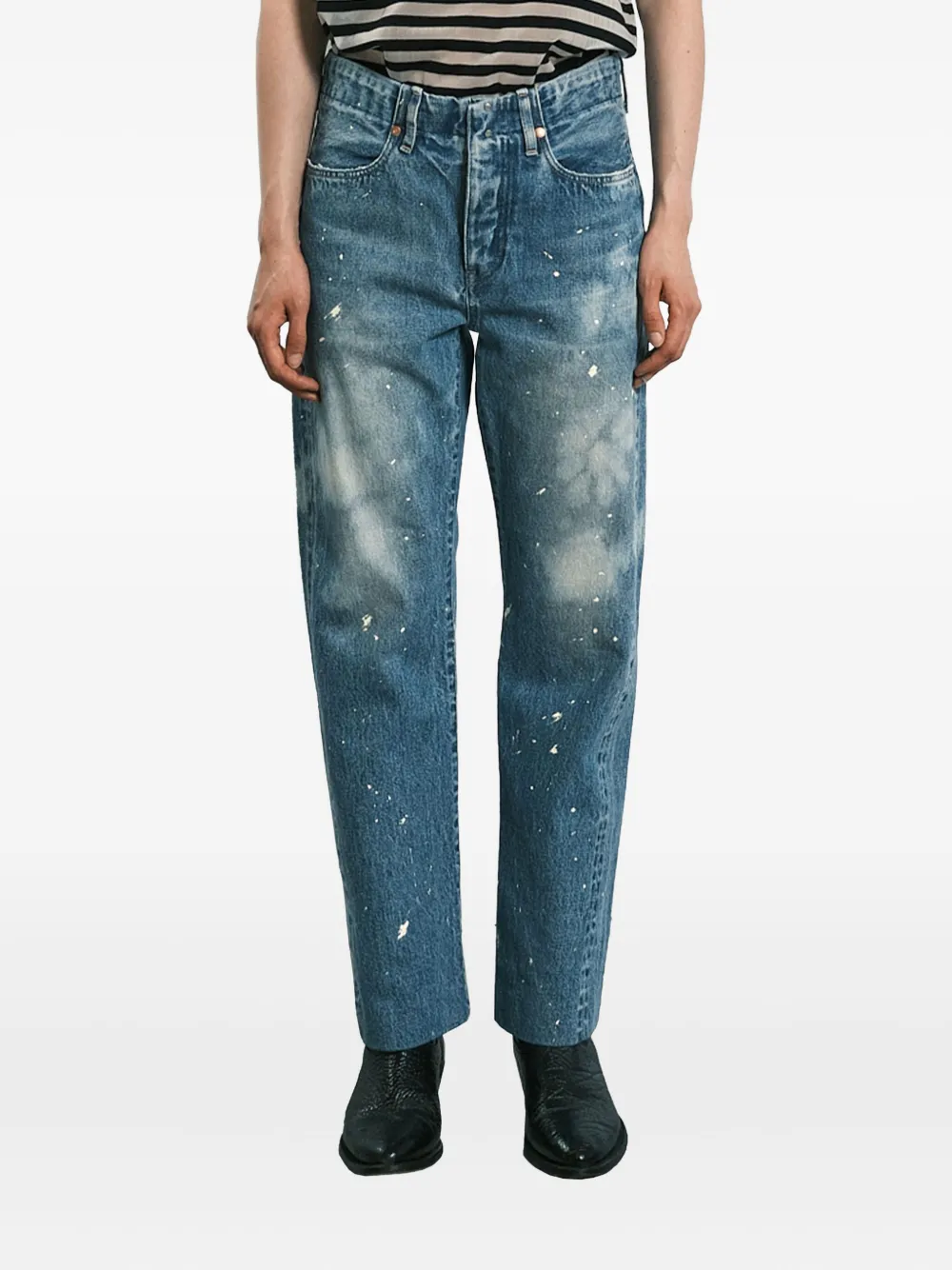 Tanaka paint-splatter five-pocket jeans | Blue | Image 1