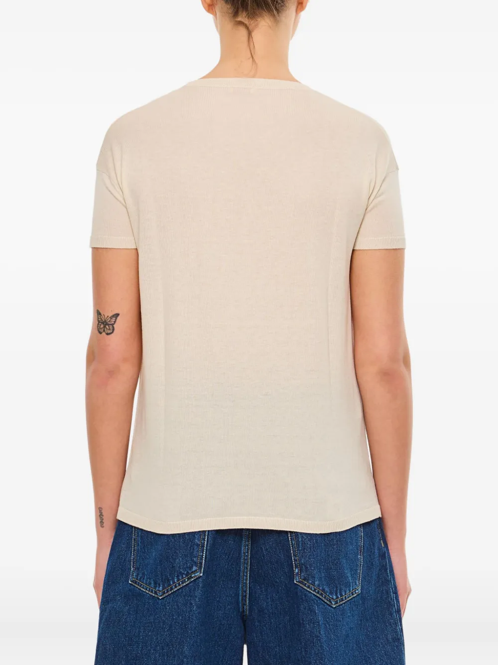  M.s.m. Short-sleeve Crew-neck Sweater - Neutrals 