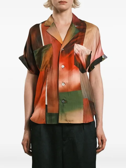 Tanaka abstract-print camp-collar shirt