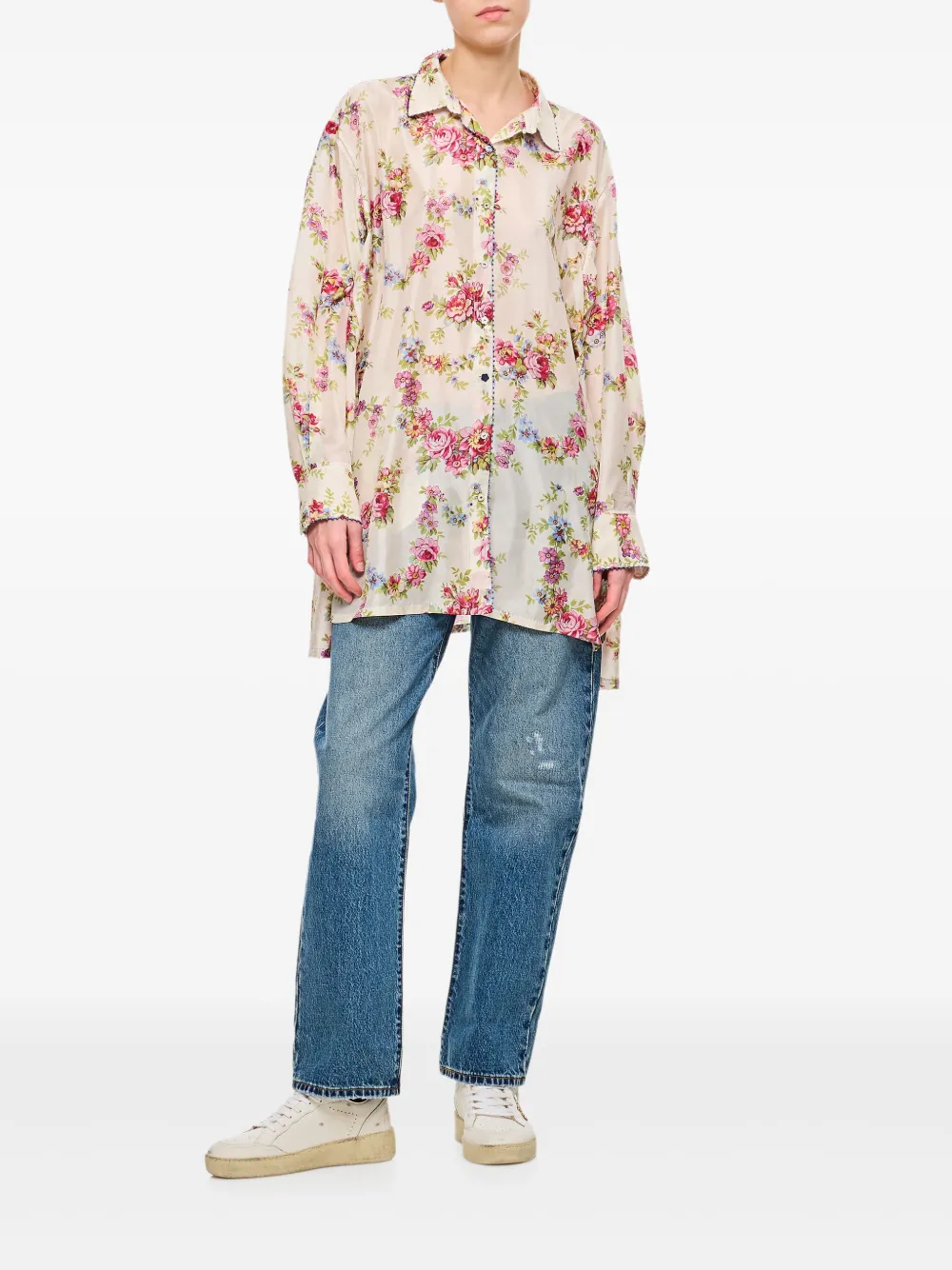 Pero floral-print long-sleeve shirt - Wit