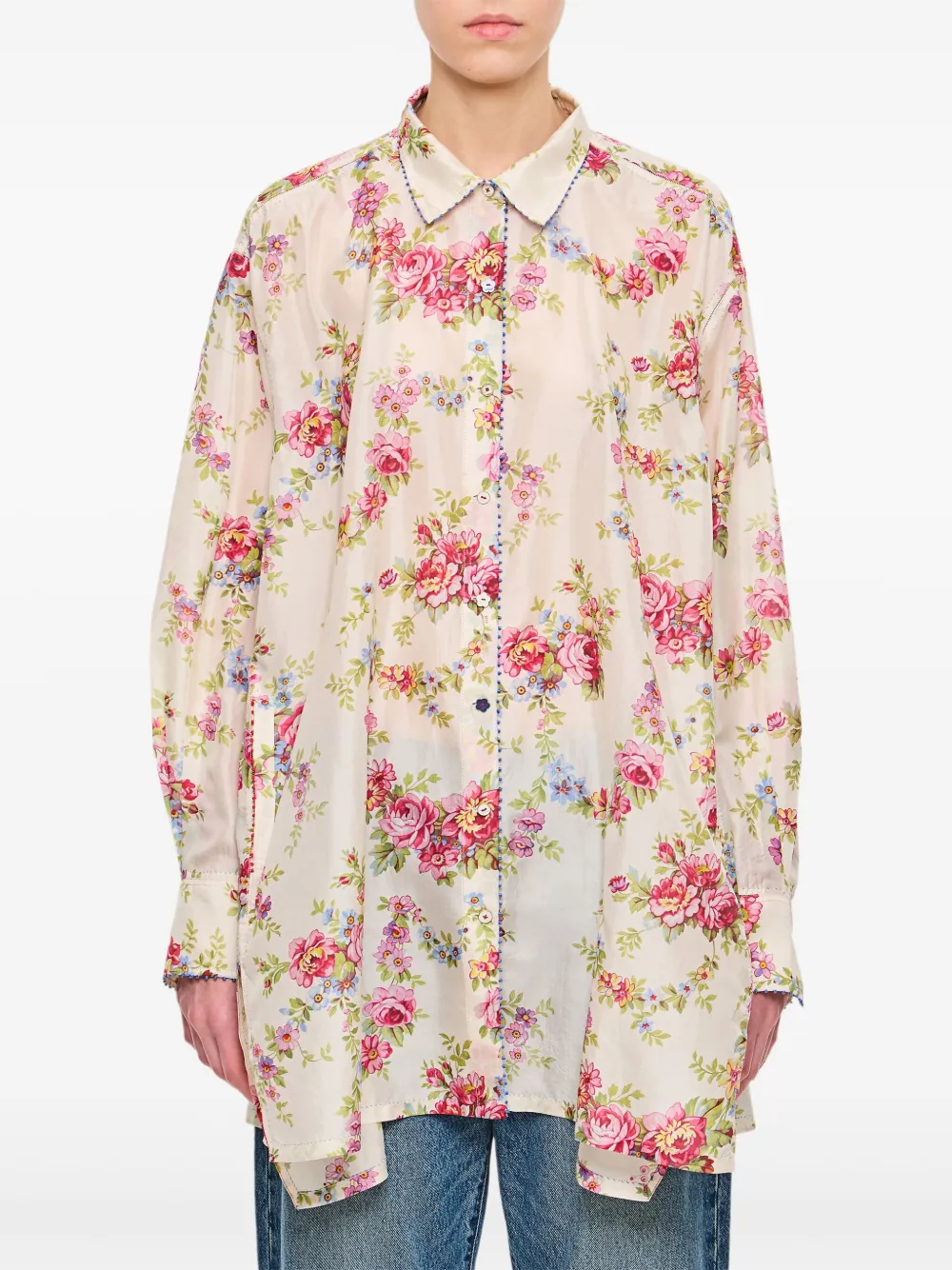 Pero floral-print long-sleeve shirt | White | Image 1