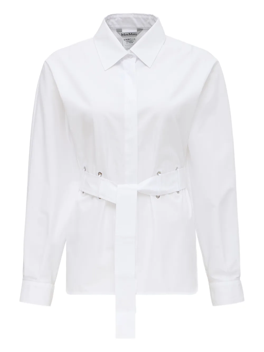 Max Mara long-sleeve belted shirt Wit
