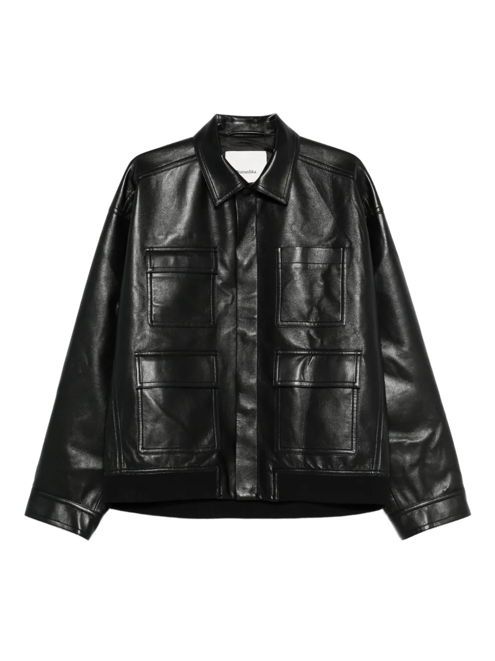 Nanushka flap-pocket leather jacket | Black | Image 1
