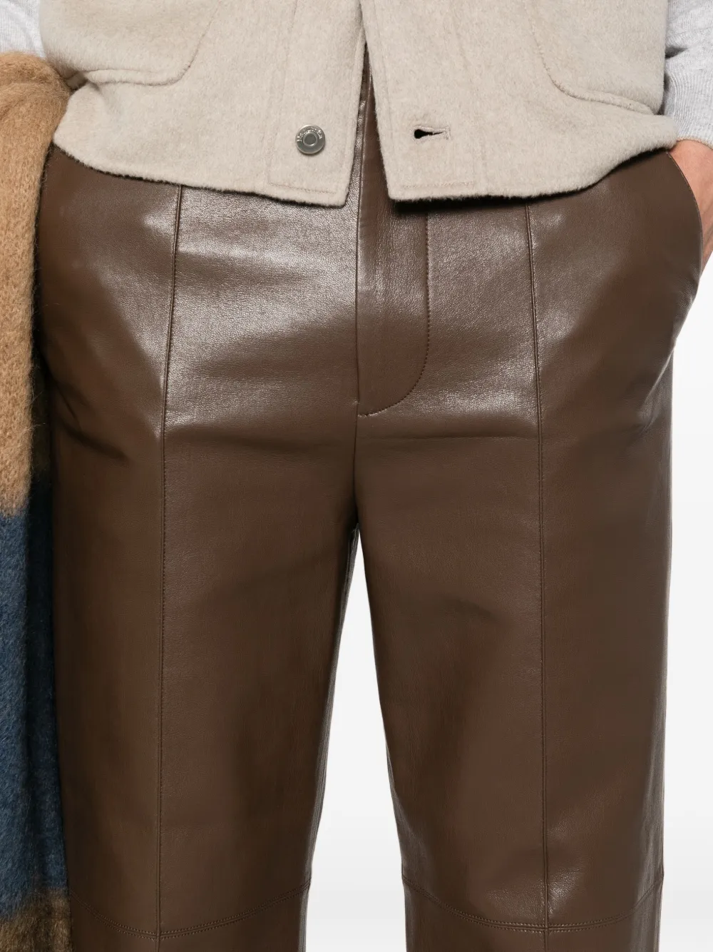 Nanushka Crease-seam Trousers In Brown