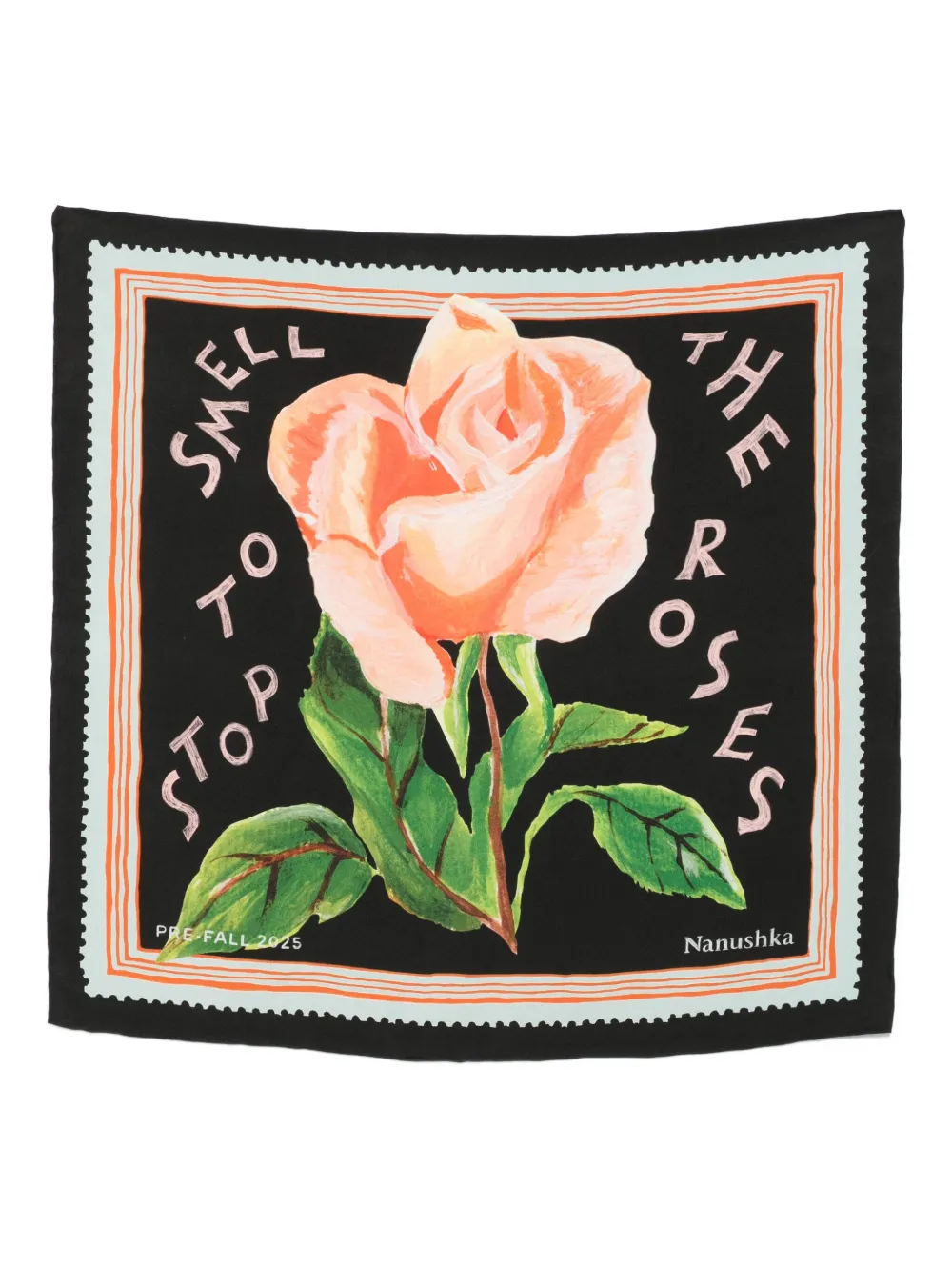 Nanushka rose-print silk scarf Zwart