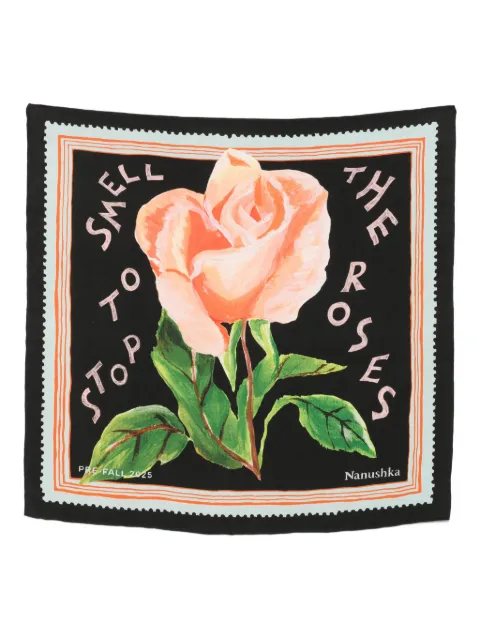 Nanushka rose-print silk scarf