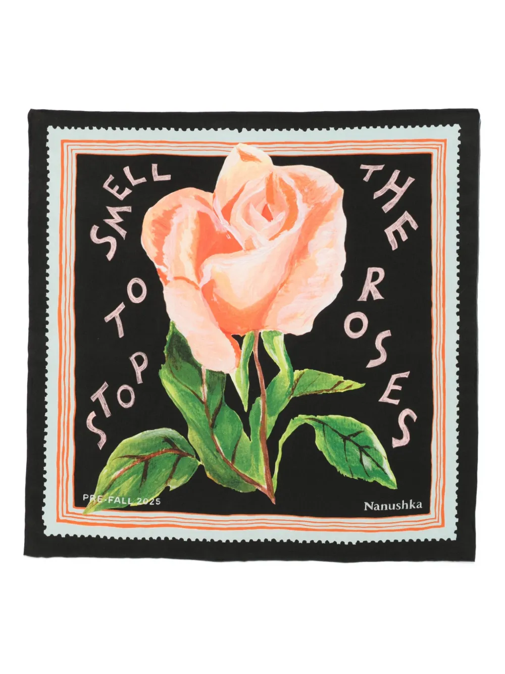 rose-print silk scarf